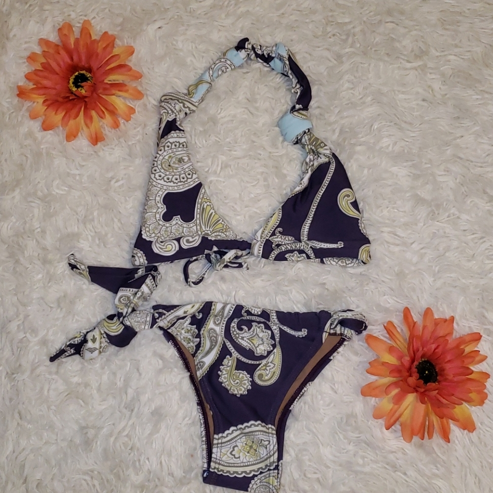 CIA.MARITIMA Gray & White Print Bikini Nwt